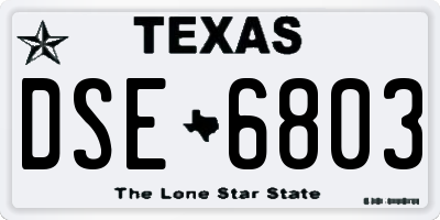 TX license plate DSE6803