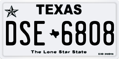 TX license plate DSE6808