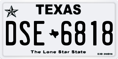 TX license plate DSE6818