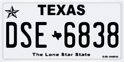 TX license plate DSE6838