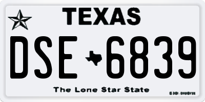 TX license plate DSE6839