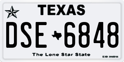 TX license plate DSE6848