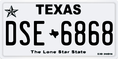 TX license plate DSE6868