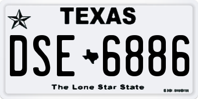 TX license plate DSE6886