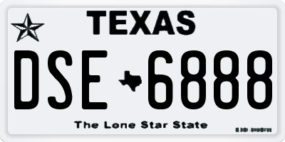 TX license plate DSE6888