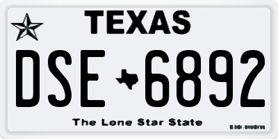 TX license plate DSE6892