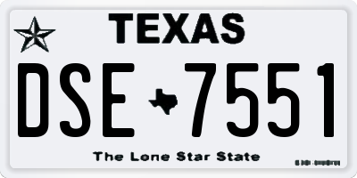 TX license plate DSE7551