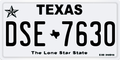 TX license plate DSE7630