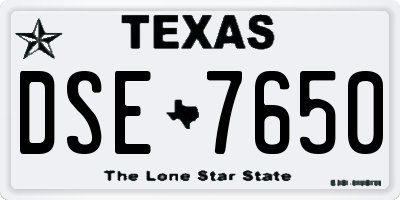 TX license plate DSE7650