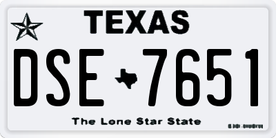 TX license plate DSE7651