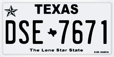 TX license plate DSE7671