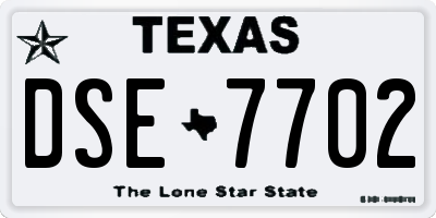 TX license plate DSE7702