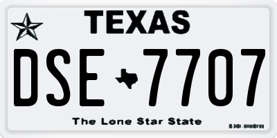 TX license plate DSE7707