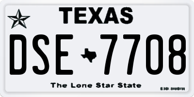 TX license plate DSE7708