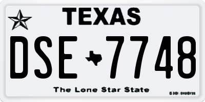 TX license plate DSE7748