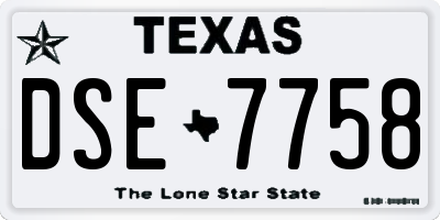 TX license plate DSE7758