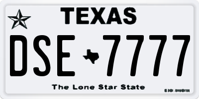 TX license plate DSE7777