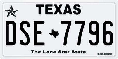 TX license plate DSE7796