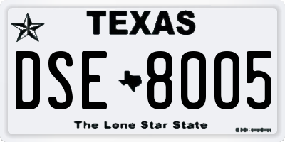 TX license plate DSE8005