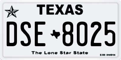 TX license plate DSE8025