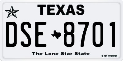 TX license plate DSE8701