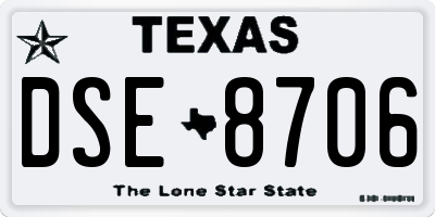 TX license plate DSE8706