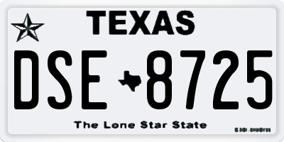 TX license plate DSE8725