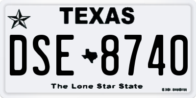 TX license plate DSE8740