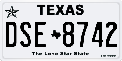 TX license plate DSE8742