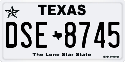 TX license plate DSE8745