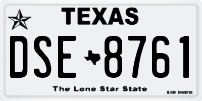 TX license plate DSE8761