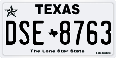 TX license plate DSE8763