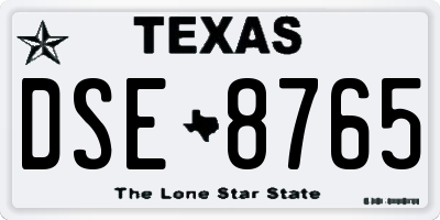 TX license plate DSE8765