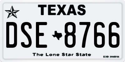 TX license plate DSE8766