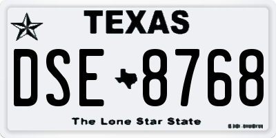 TX license plate DSE8768