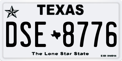 TX license plate DSE8776