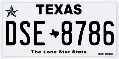 TX license plate DSE8786