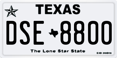 TX license plate DSE8800