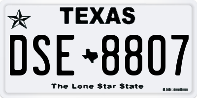 TX license plate DSE8807