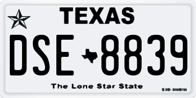 TX license plate DSE8839