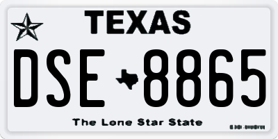 TX license plate DSE8865