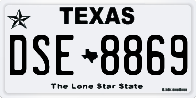 TX license plate DSE8869