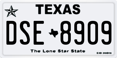 TX license plate DSE8909