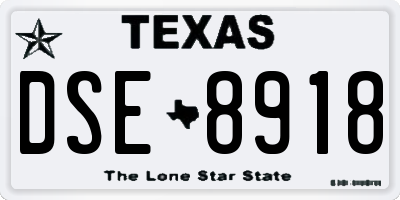 TX license plate DSE8918