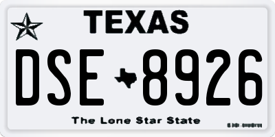 TX license plate DSE8926