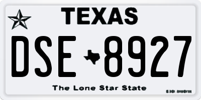 TX license plate DSE8927