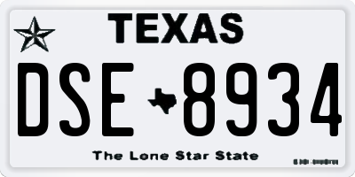 TX license plate DSE8934