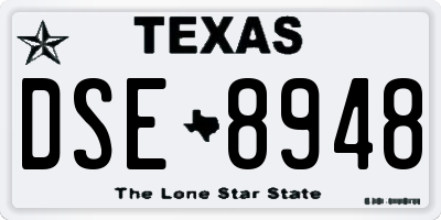 TX license plate DSE8948