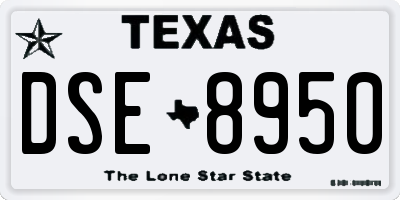 TX license plate DSE8950