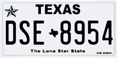 TX license plate DSE8954